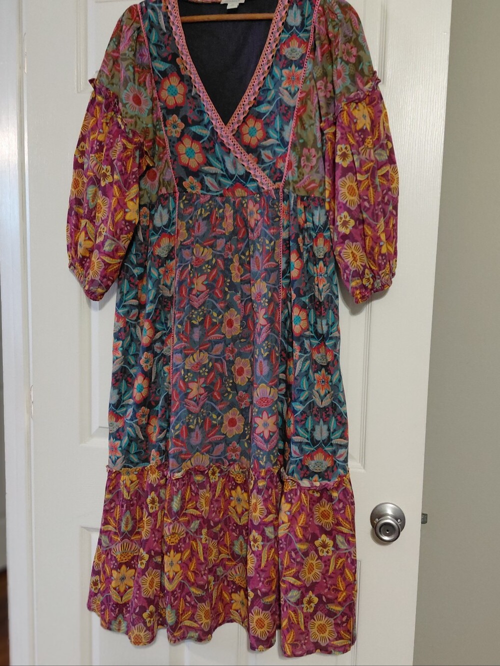 Sundance Boho Peasant Maxi Dress Size v Large Petite